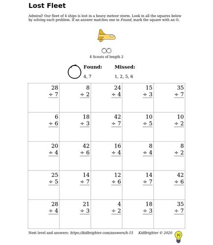 KidBrighter | Division Worksheet for Mid-Grade 3